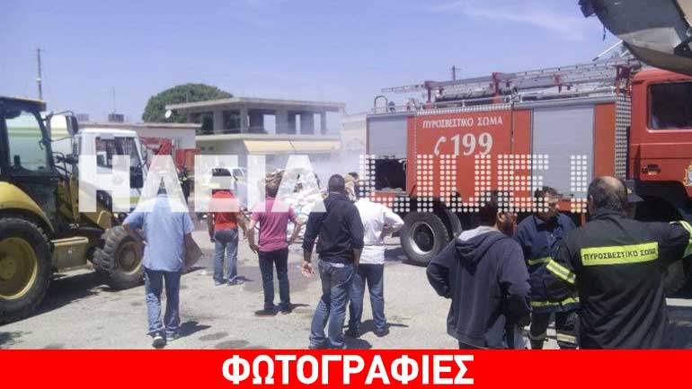 Πύργος: Πήρε φωτιά το απορριμματοφόρο ανακύκλωσης